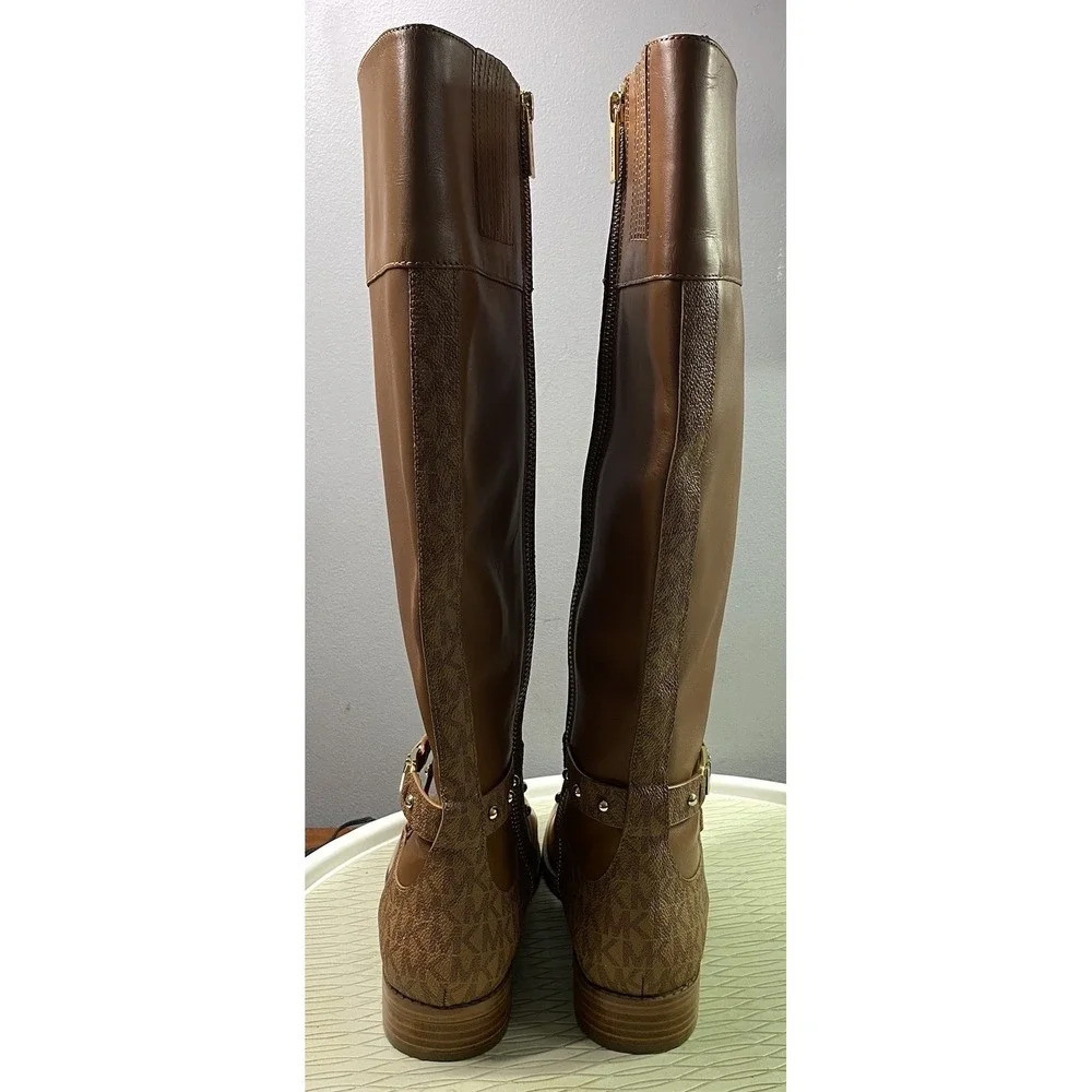 MICHAEL KORS Women's Leather Kincaid Brown Tall Riding Boot Sz. 7 M EUC $225MSP